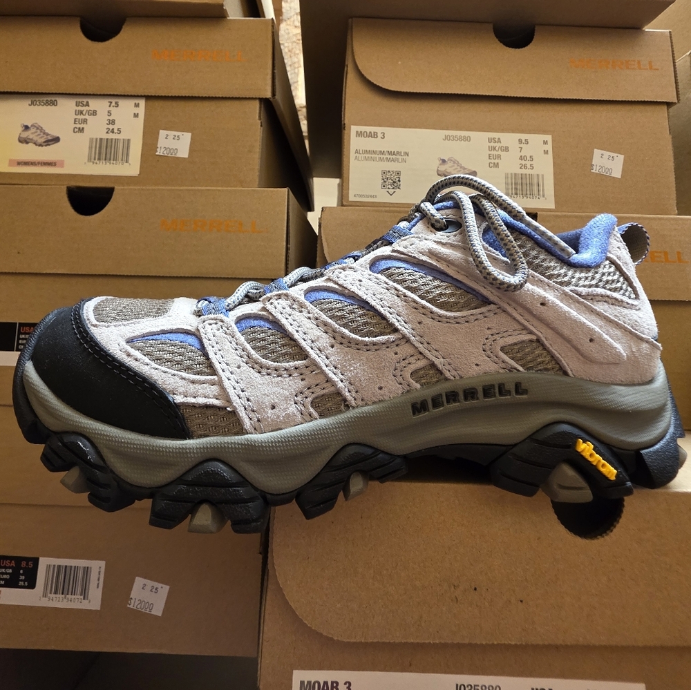 Merrell Women's Moab 3 Hiking Shoe in Gray and Blue